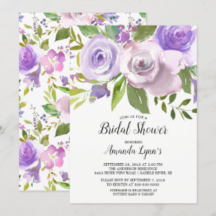 Invitación a la ducha de novia con flores de lavan