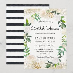 Invitación a la ducha de novia con flores de purpu