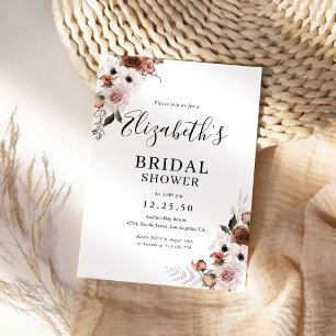 Invitación a la ducha de novia con flores de seda