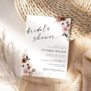 Invitación a la ducha de novia con flores de seda