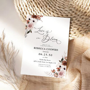 Invitación a la ducha de novia con flores de seda