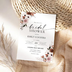 Invitación a la ducha de novia con flores de seda