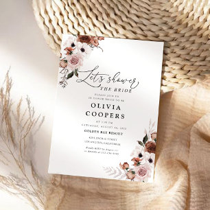 Invitación a la ducha de novia con flores de seda