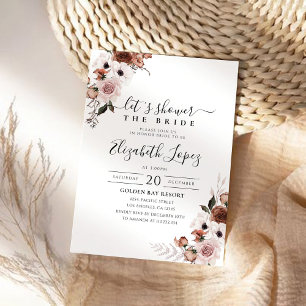 Invitación a la ducha de novia con flores de seda