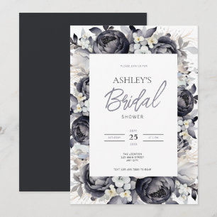 Invitación a la ducha de novia con flores negras