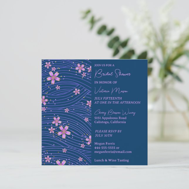 Invitación a la ducha de novia con flores pequeñas (Anverso de pie)