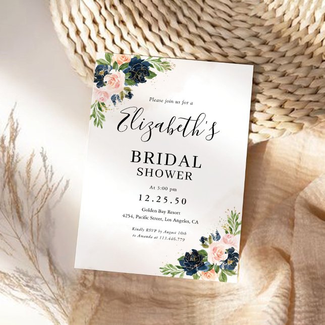 Invitación a la ducha de novia con flores rosadas  (Subido por el creador)