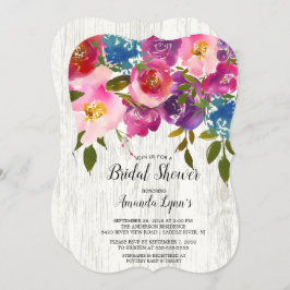 Invitación a la ducha de novia con flores rosadas 