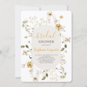 Invitación a la ducha de novia con flores silvestr