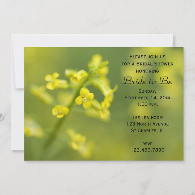 Invitación a la ducha de novia con flores silvestr (Anverso)