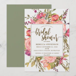 invitación a la ducha de novia con flores silvestr