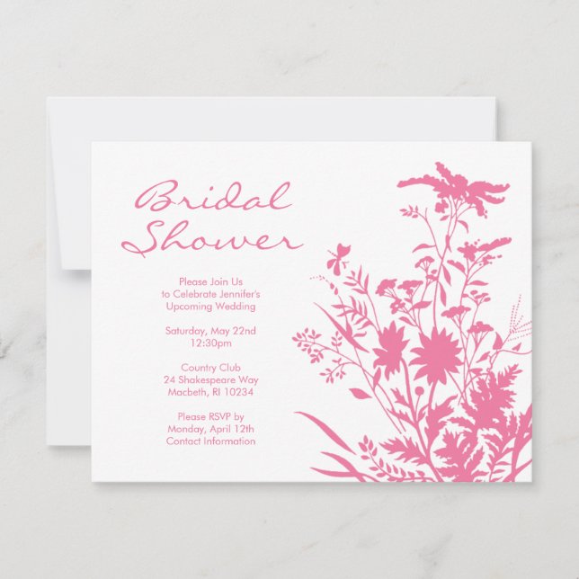 Invitación a la ducha de novia con flores silvestr (Anverso)