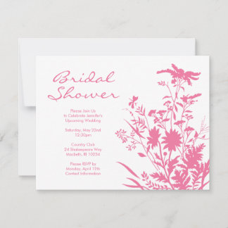 Invitación a la ducha de novia con flores silvestr