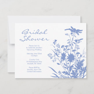 Invitación a la ducha de novia con flores silvestr
