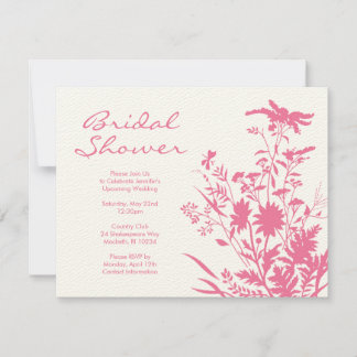 Invitación a la ducha de novia con flores silvestr