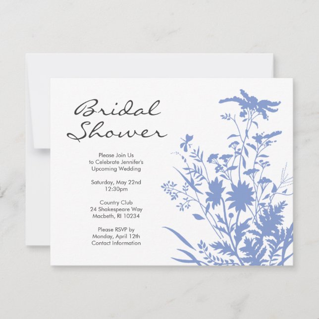 Invitación a la ducha de novia con flores silvestr (Anverso)