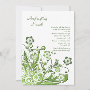 Invitación a la ducha de novia con flores verdes