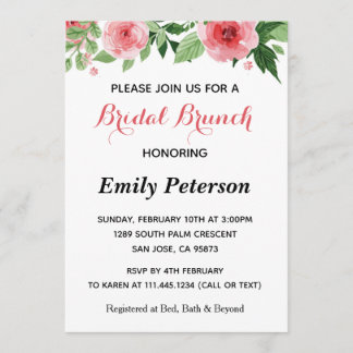 Invitación a la ducha de novia con flores verdes r