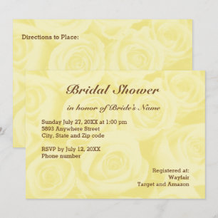 Invitación a la ducha de novia con fondo de rosa a