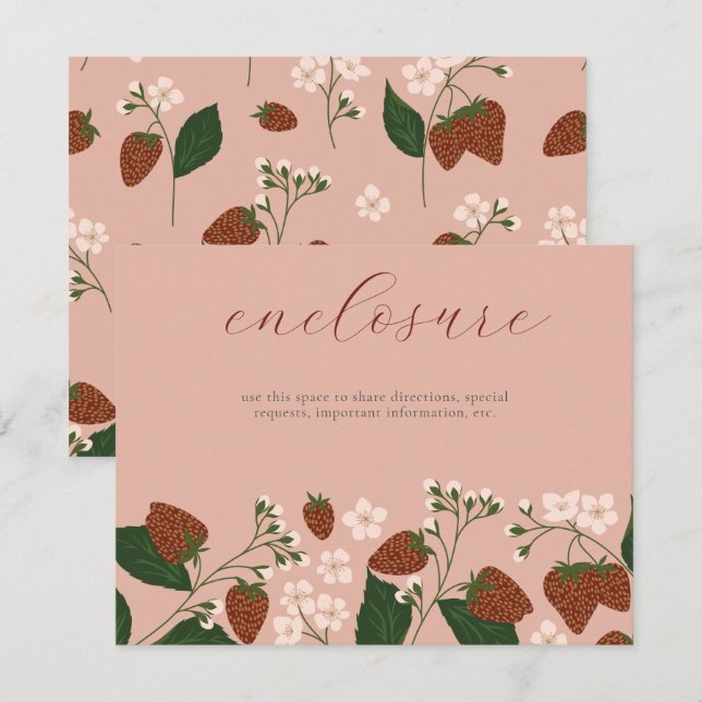 Invitación a la ducha de novia con fresas de veran (Anverso / Reverso)