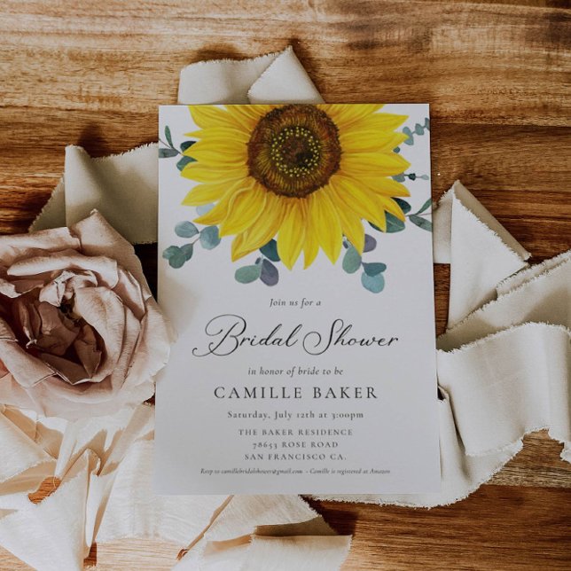 Invitación a la ducha de novia con girasol (Subido por el creador)