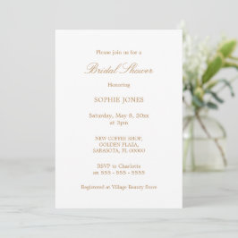 Invitación a la ducha de novia con guión de beige 