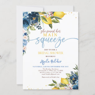 Invitación a la ducha de novia con limón azul