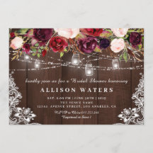 Invitación a la ducha de novia con luces de cuerda