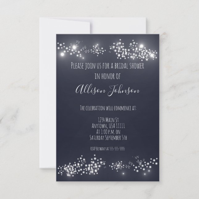 Invitación a la ducha de novia con luz de estrella (Anverso)