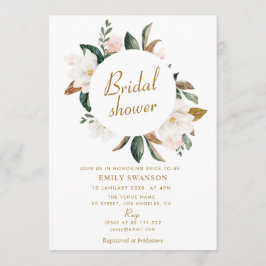 invitación a la ducha de novia con magnolias blanc