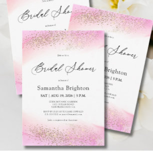 Invitación a la ducha de novia con manchas de oro 