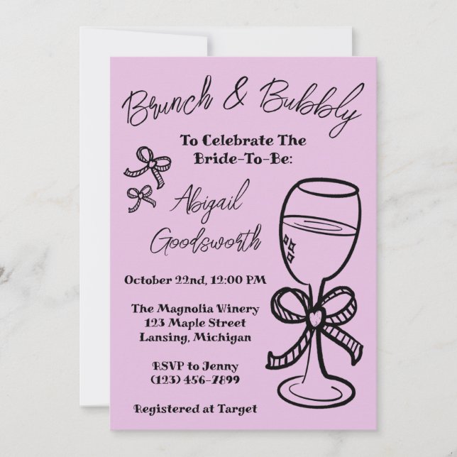 Invitación a la ducha de novia con mano blanda (Anverso)