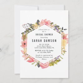 Invitación a la ducha de novia con marco floral