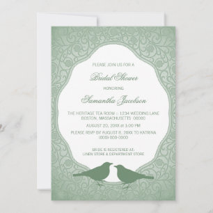 Invitación a la ducha de novia con marco floral ve