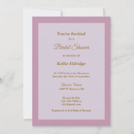 Invitación a la ducha de novia con marco púrpura c