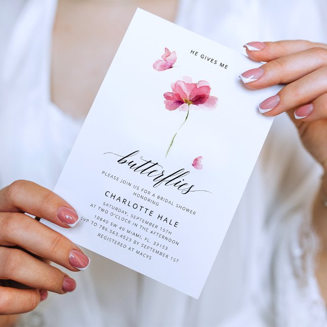 Invitación a la ducha de novia con mariposa rosa (Subido por el creador)