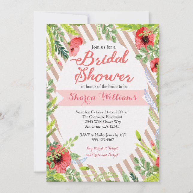 Invitación a la ducha de novia con papel de Kraft  (Anverso)