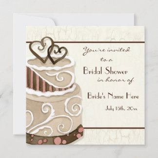 Invitación a la ducha de novia con pastel de choco