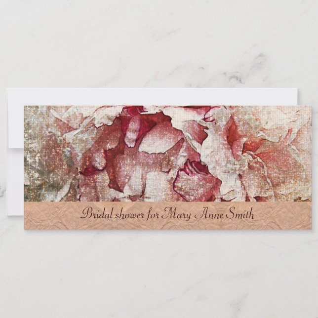 Invitación a la ducha de novia con peones rosados (Anverso)