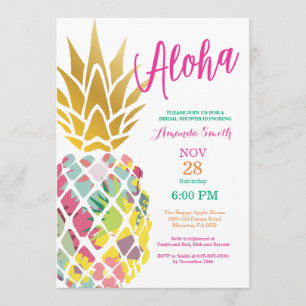 Invitación a la ducha de novia con piña tropical