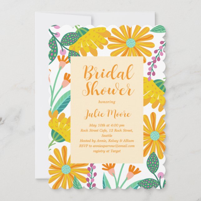 Invitación a la ducha de novia con poder de flor (Anverso)