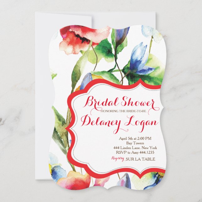 Invitación a la ducha de novia con primavera flora (Anverso)