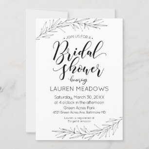 Invitación a la ducha de novia con ramas de tracci