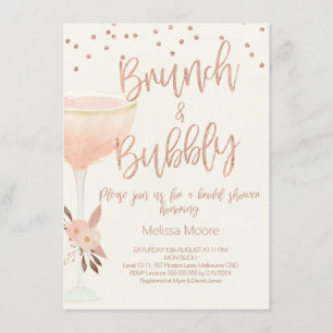 Invitación a la ducha de novia con Rosa Gold Champ