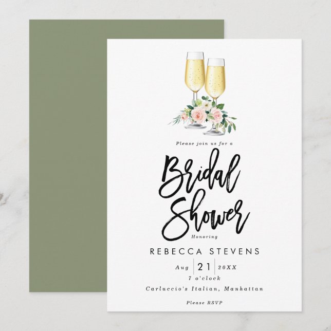 invitación a la ducha de novia con rosas rosas ros (Anverso / Reverso)