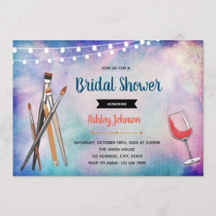 Invitación a la ducha de novia con sorbo y pintura