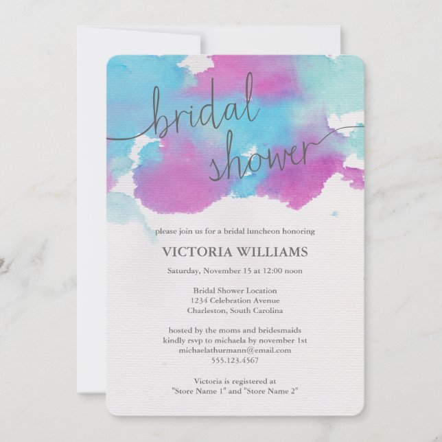 Invitación a la ducha de novia con sueños vibrante (Anverso)