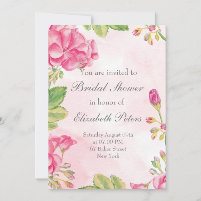 Invitación a la ducha de novia con Summerflowers r (Anverso)