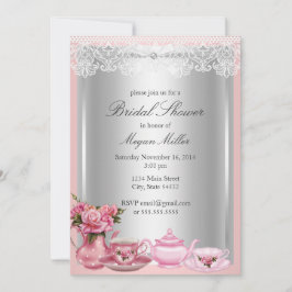 Invitación a la ducha de novia con té de color ros