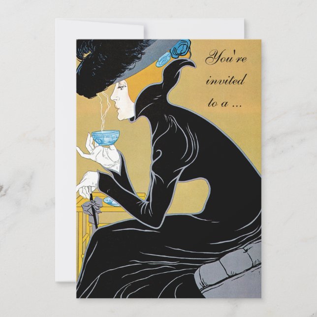 Invitación a la ducha de novia con té de la tarde  (Anverso)